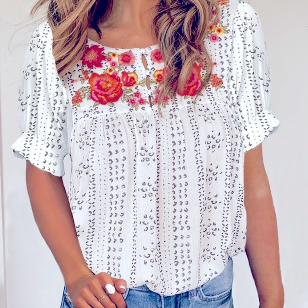 Boho Embroidered Summer Blouse